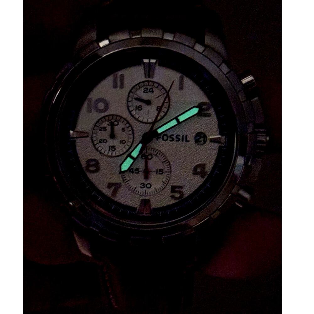 Fossil Dean FS5069 Men’s Chronograph Silver Dial Brown Leather Watch 45mm - Picture 8 of 17